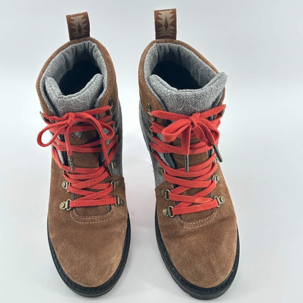 TOMS Mesa Hiking Boots Brown Grey Orange Lace Up Womens Size 10 - Picture 3 of 12